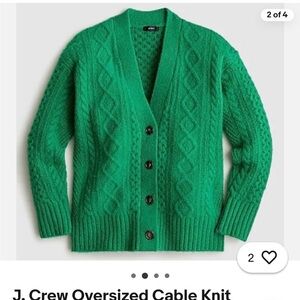 mohair size xs ( fits like a) J. Crew Emerald Cable Knit Cardigan